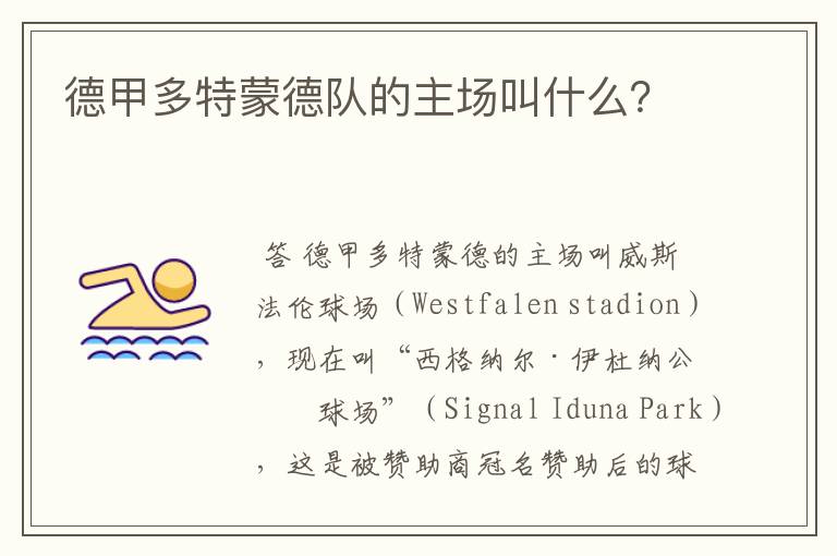 德甲多特蒙德队的主场叫什么?