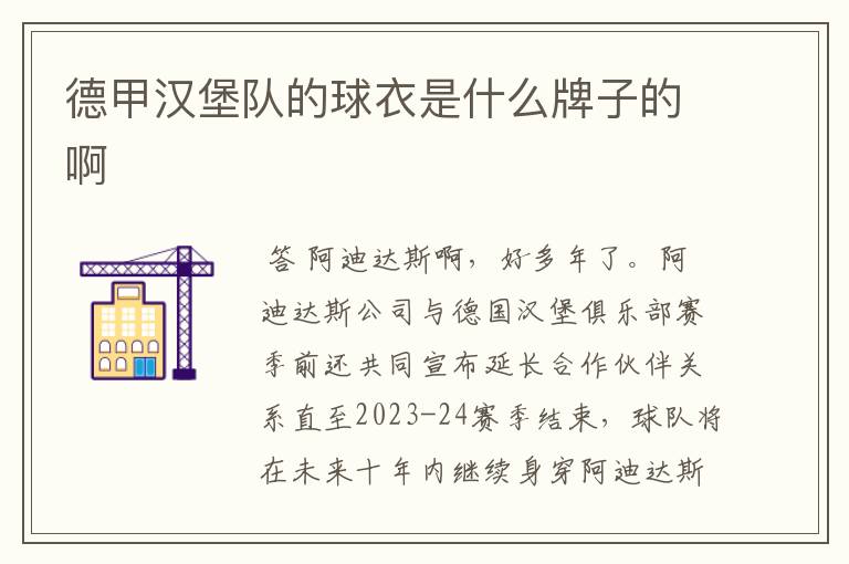 德甲汉堡队的球衣是什么牌子的啊