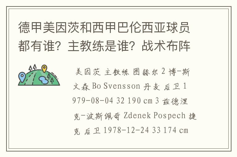 德甲美因茨和西甲巴伦西亚球员都有谁?主教练是谁?战术布阵怎样?
