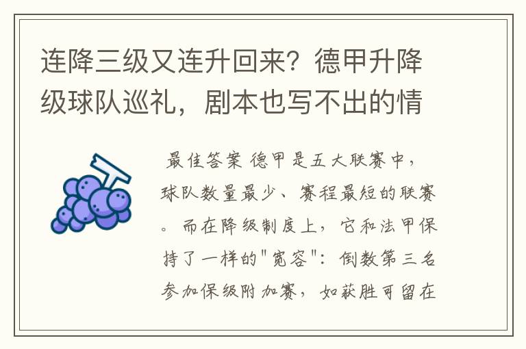 连降三级又连升回来?德甲升降级球队巡礼,剧本也写不出的情节