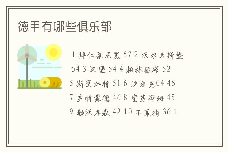 徳甲有哪些俱乐部