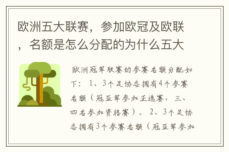 欧洲五大联赛,参加欧冠及欧联,名额是怎么分配的为什么五大联赛只有法甲
