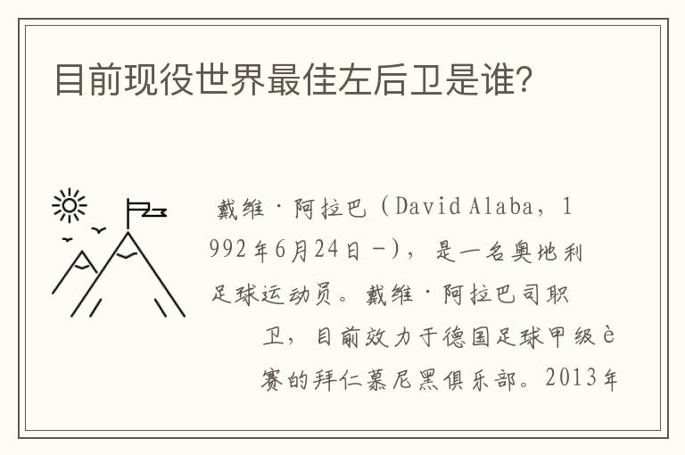 目前现役世界最佳左后卫是谁?