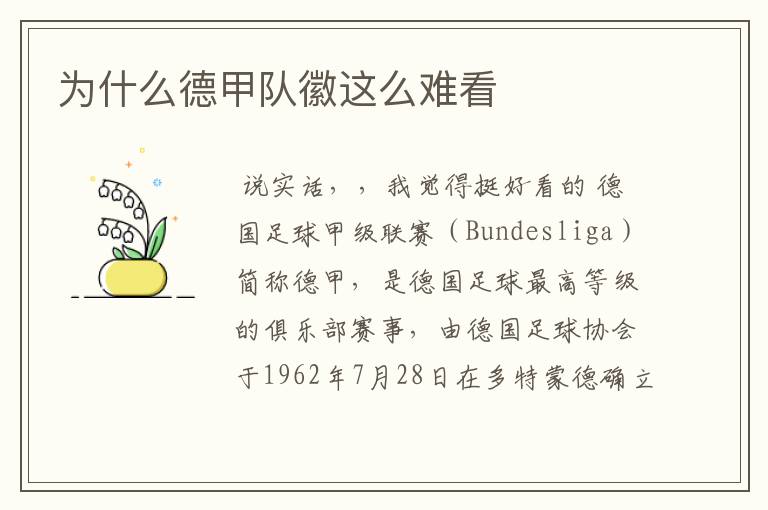 为什么德甲队徽这么难看