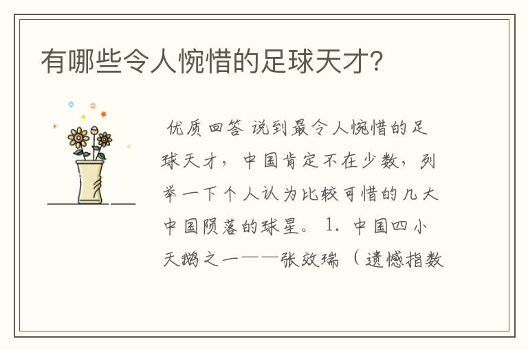 有哪些令人惋惜的足球天才?