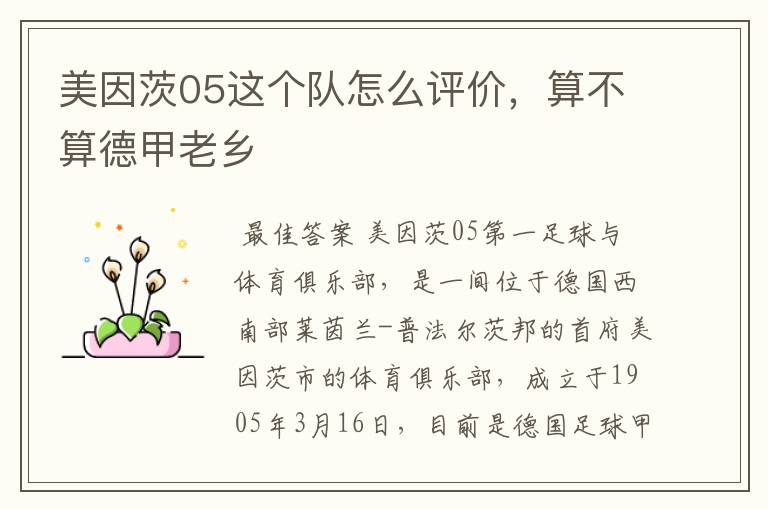 美因茨05这个队怎么评价,算不算德甲老乡
