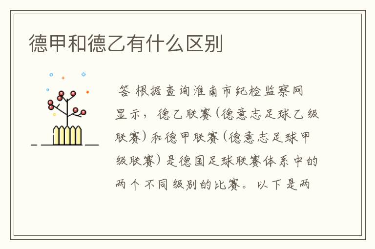 德甲和德乙有什么区别