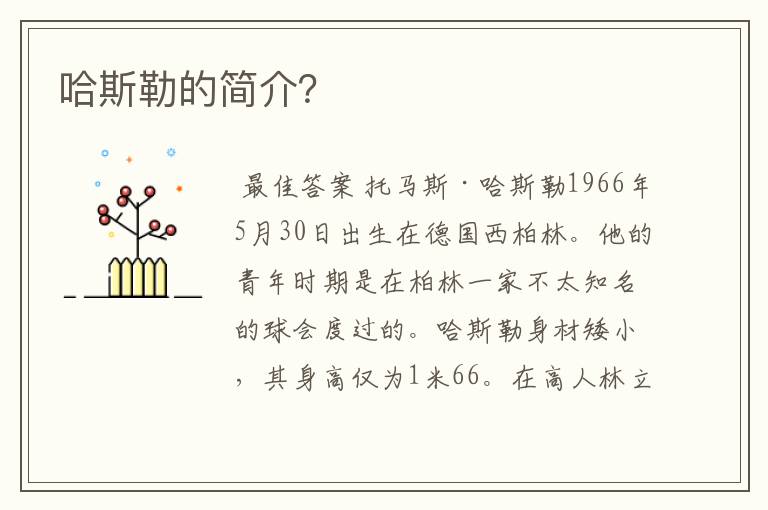 哈斯勒的简介?