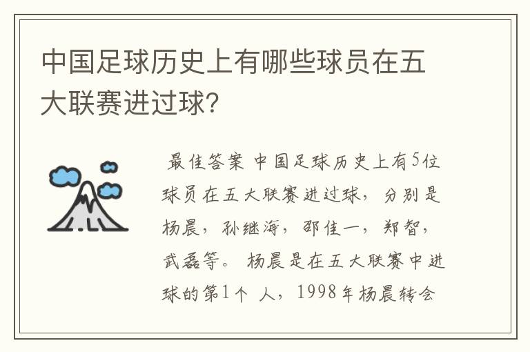 中国足球历史上有哪些球员在五大联赛进过球?