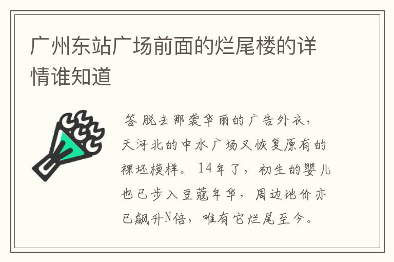 广州东站广场前面的烂尾楼的详情谁知道