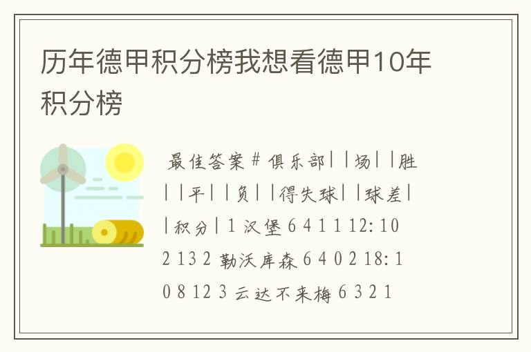 历年德甲积分榜我想看德甲10年积分榜