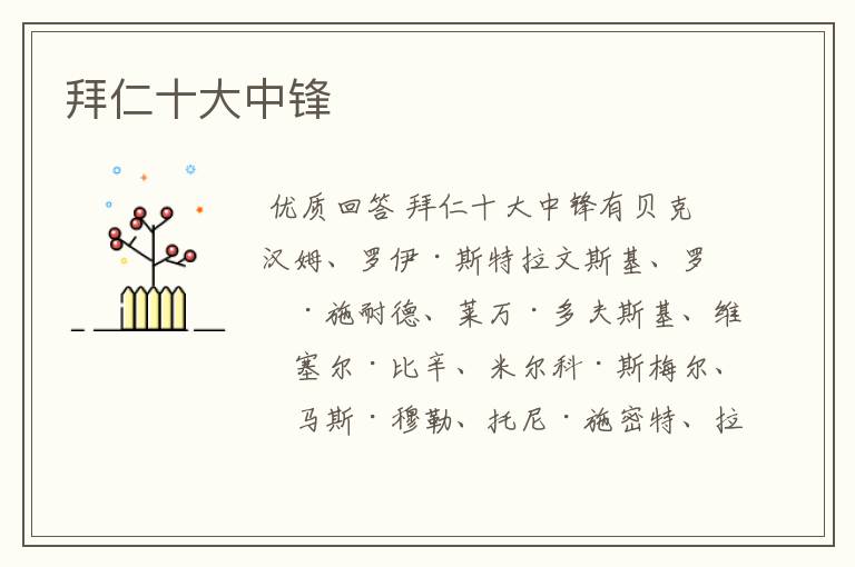拜仁十大中锋