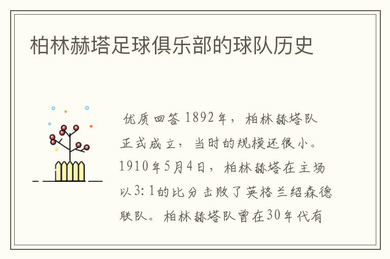 柏林赫塔足球俱乐部的球队历史