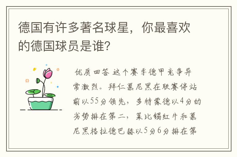 德国有许多著名球星,你最喜欢的德国球员是谁?