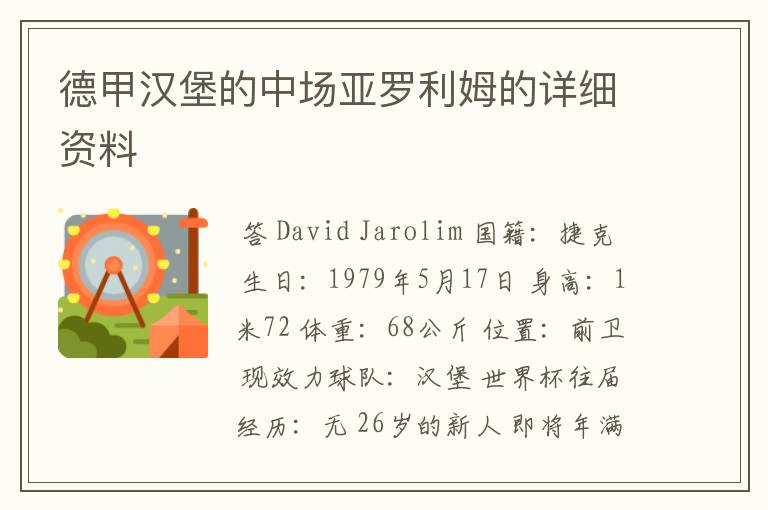 德甲汉堡的中场亚罗利姆的详细资料