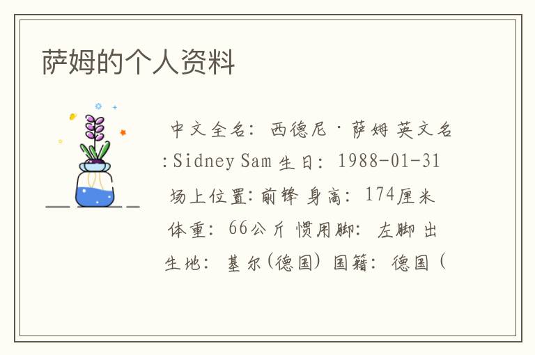 萨姆的个人资料