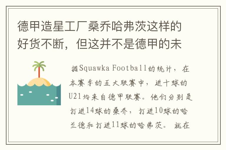 德甲造星工厂桑乔哈弗茨这样的好货不断,但这并不是德甲的未来