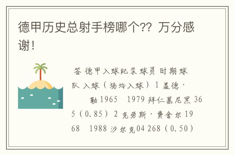 德甲历史总射手榜哪个??万分感谢!