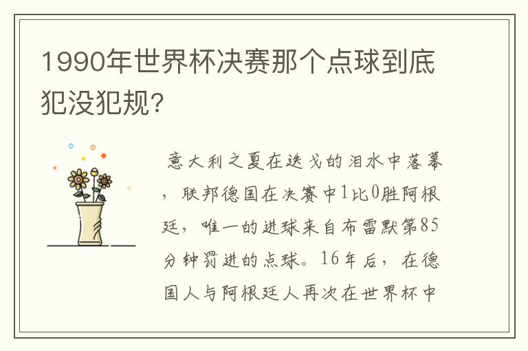 1990年世界杯决赛那个点球到底犯没犯规?