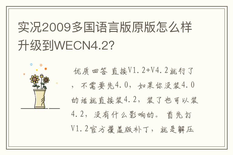 实况2009多国语言版原版怎么样升级到WECN4.2?