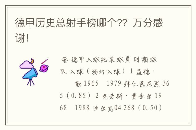 德甲历史总射手榜哪个??万分感谢!