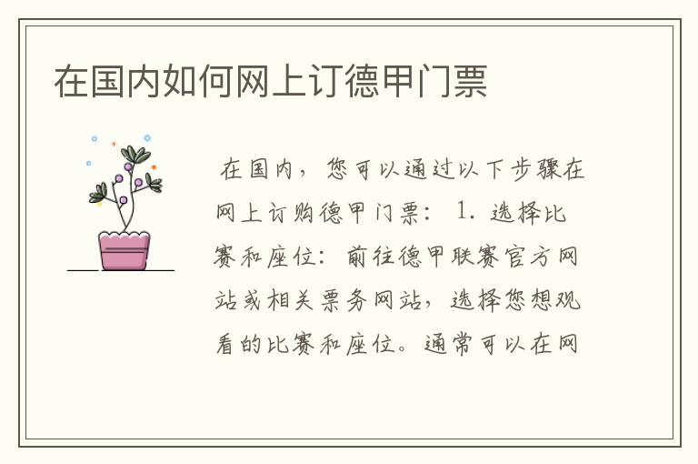 在国内如何网上订德甲门票