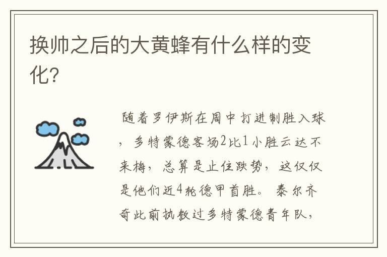 换帅之后的大黄蜂有什么样的变化?