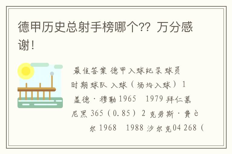 德甲历史总射手榜哪个??万分感谢!