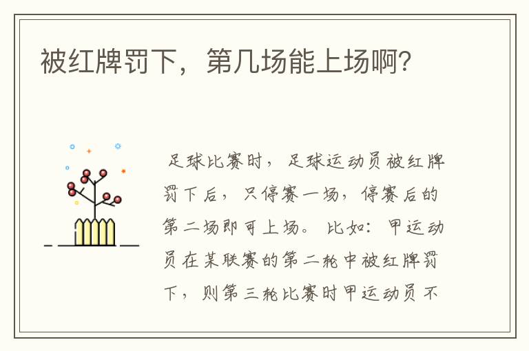被红牌罚下,第几场能上场啊?