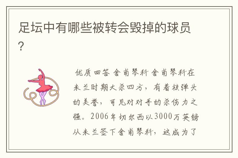 足坛中有哪些被转会毁掉的球员?