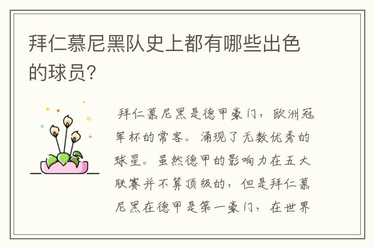 拜仁慕尼黑队史上都有哪些出色的球员?