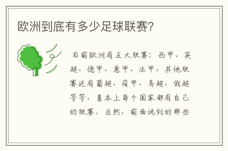 欧洲到底有多少足球联赛?