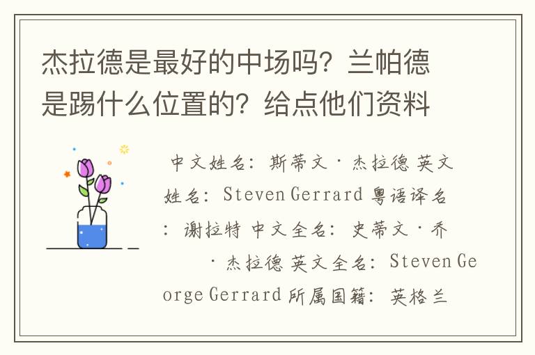 杰拉德是最好的中场吗?兰帕德是踢什么位置的?给点他们资料