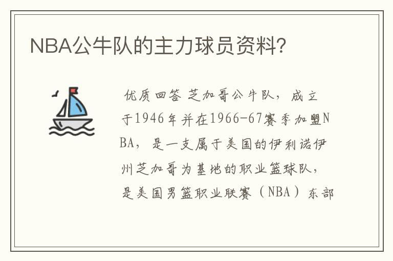 NBA公牛队的主力球员资料?