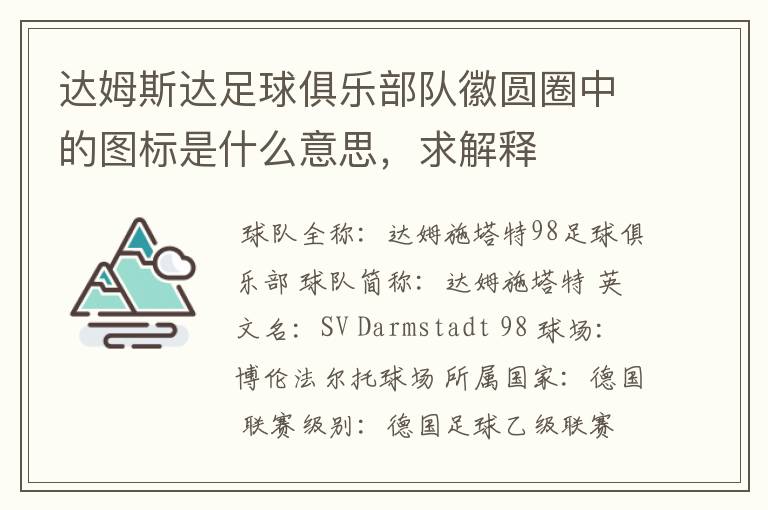 达姆斯达足球俱乐部队徽圆圈中的图标是什么意思,求解释