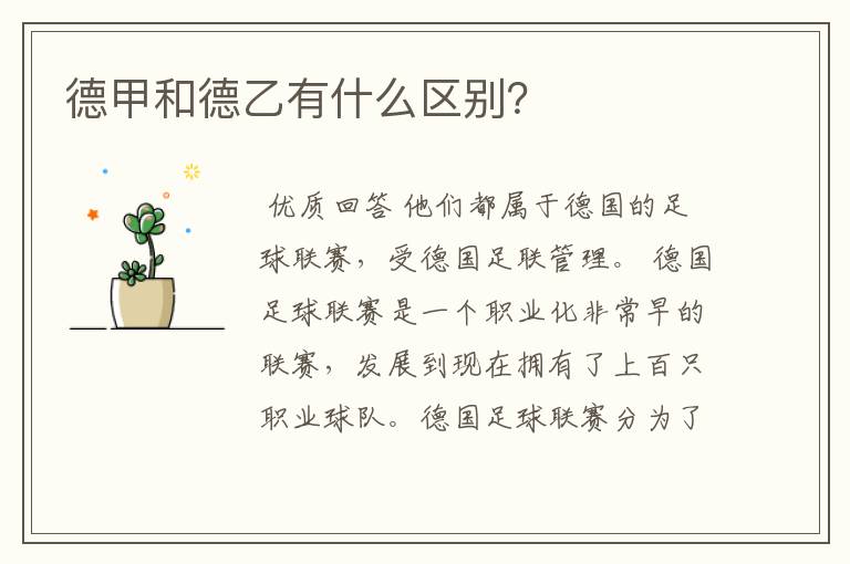 德甲和德乙有什么区别?