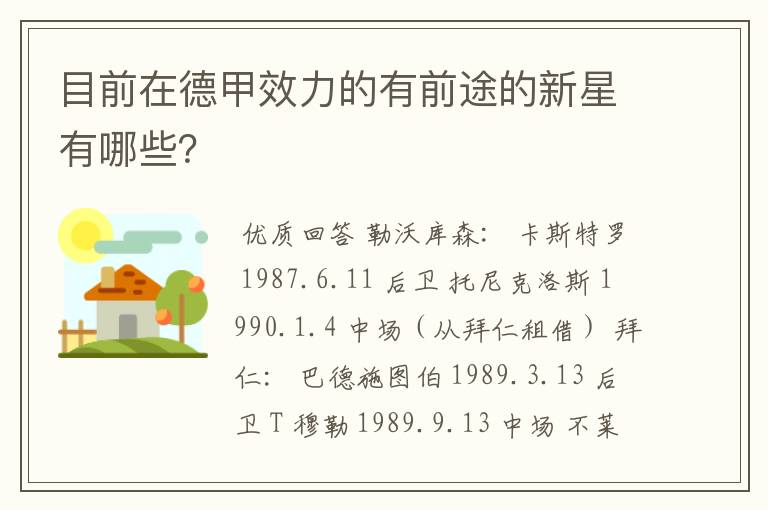 目前在德甲效力的有前途的新星有哪些?