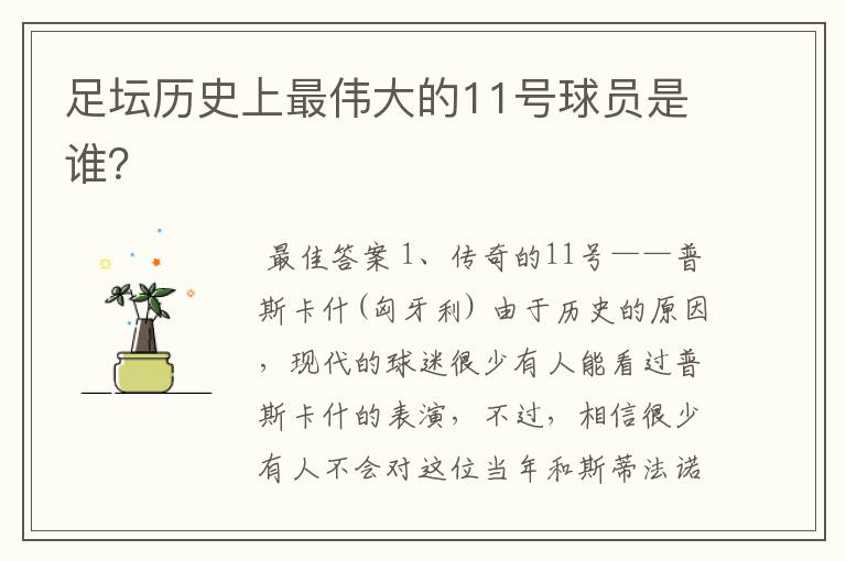 足坛历史上最伟大的11号球员是谁?