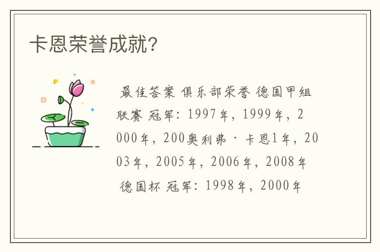 卡恩荣誉成就?