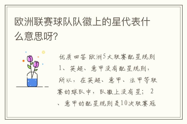 欧洲联赛球队队徽上的星代表什么意思呀?