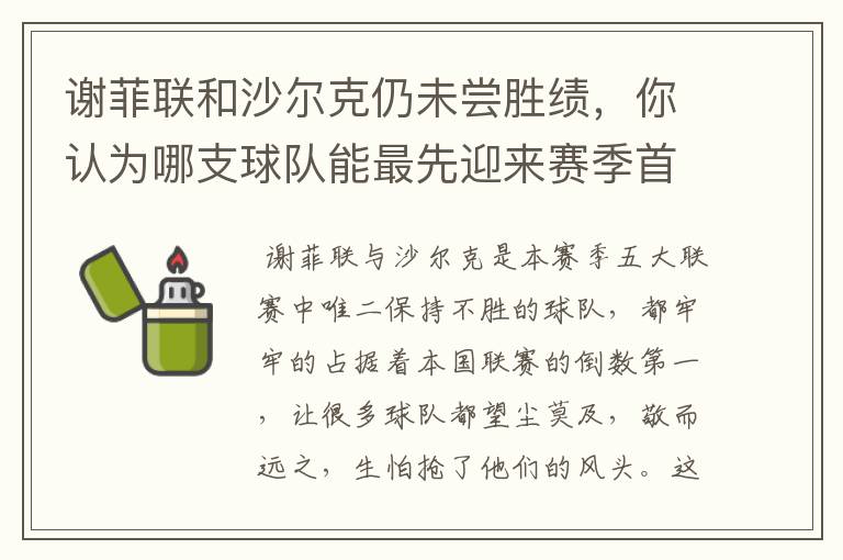 谢菲联和沙尔克仍未尝胜绩，你认为哪支球队能最先迎来赛季首胜？