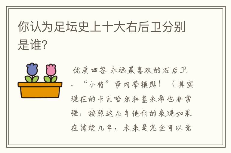 你认为足坛史上十大右后卫分别是谁?