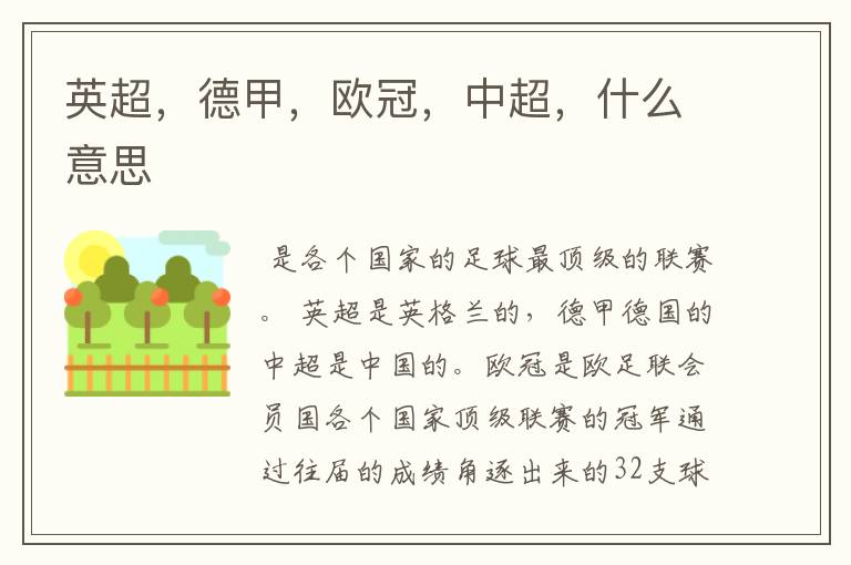 英超,德甲,欧冠,中超,什么意思