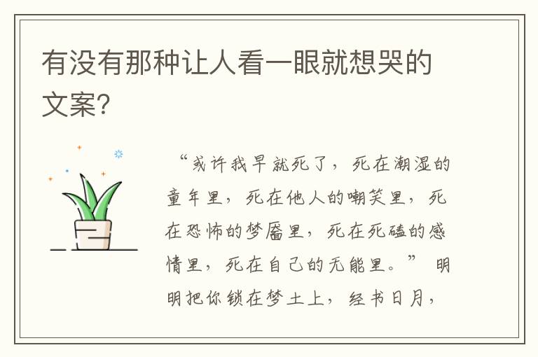 有没有那种让人看一眼就想哭的文案?