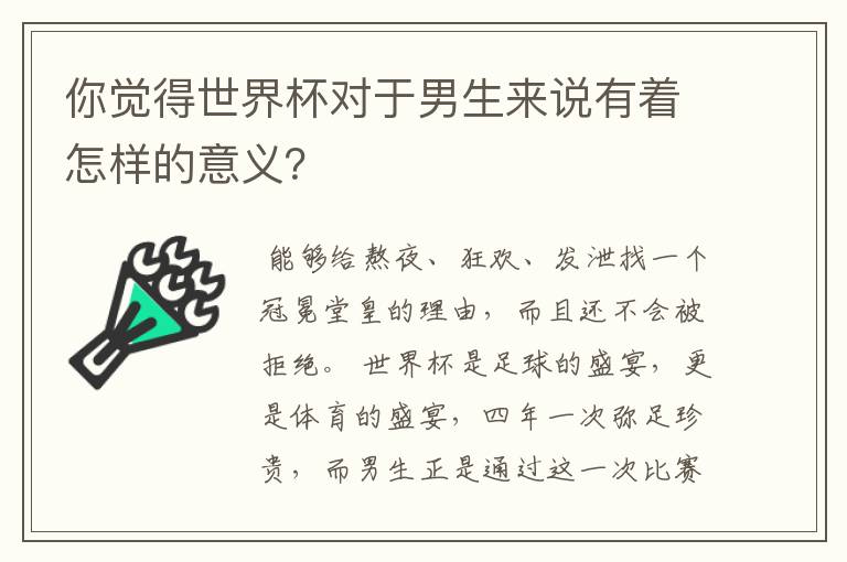 你觉得世界杯对于男生来说有着怎样的意义?
