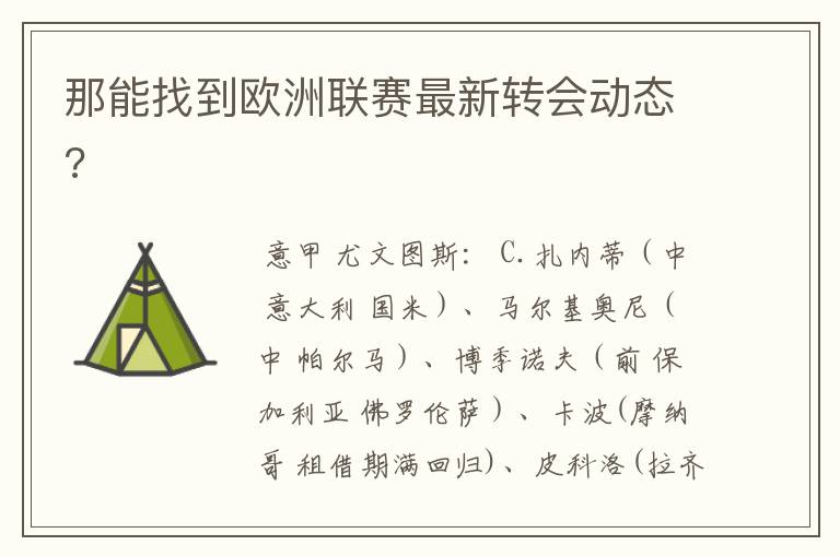 那能找到欧洲联赛最新转会动态?