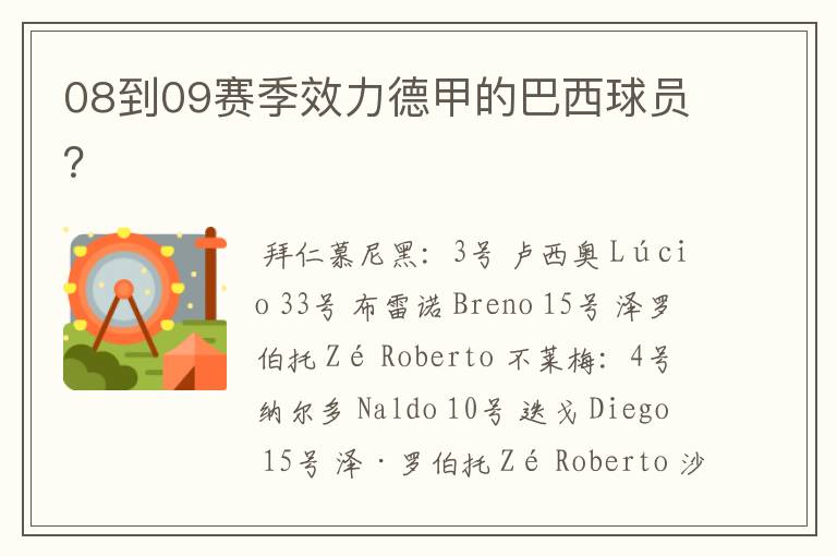 08到09赛季效力德甲的巴西球员?