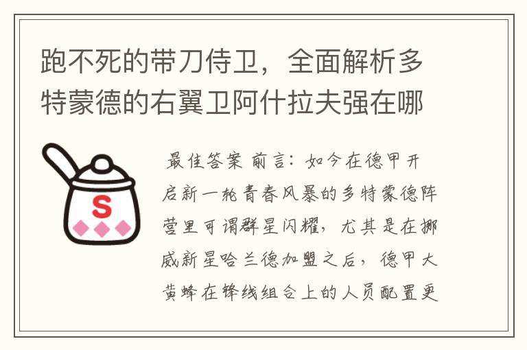 跑不死的带刀侍卫,全面解析多特蒙德的右翼卫阿什拉夫强在哪里