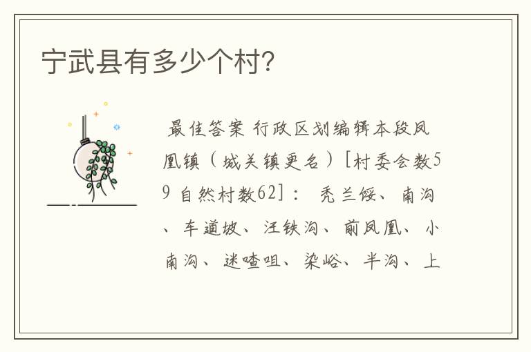 宁武县有多少个村?