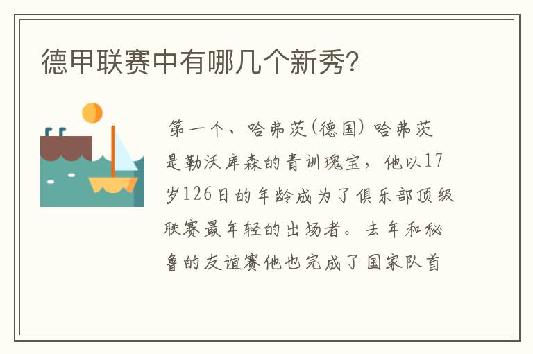 德甲联赛中有哪几个新秀?